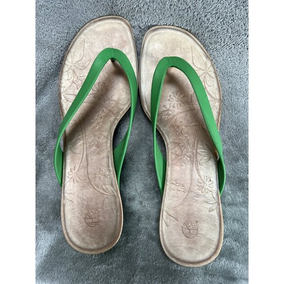 Timberland Women’s Green 9M Jelly Thong Flip Flop Sandals Summer Beach Vacation - Picture 4 of 6